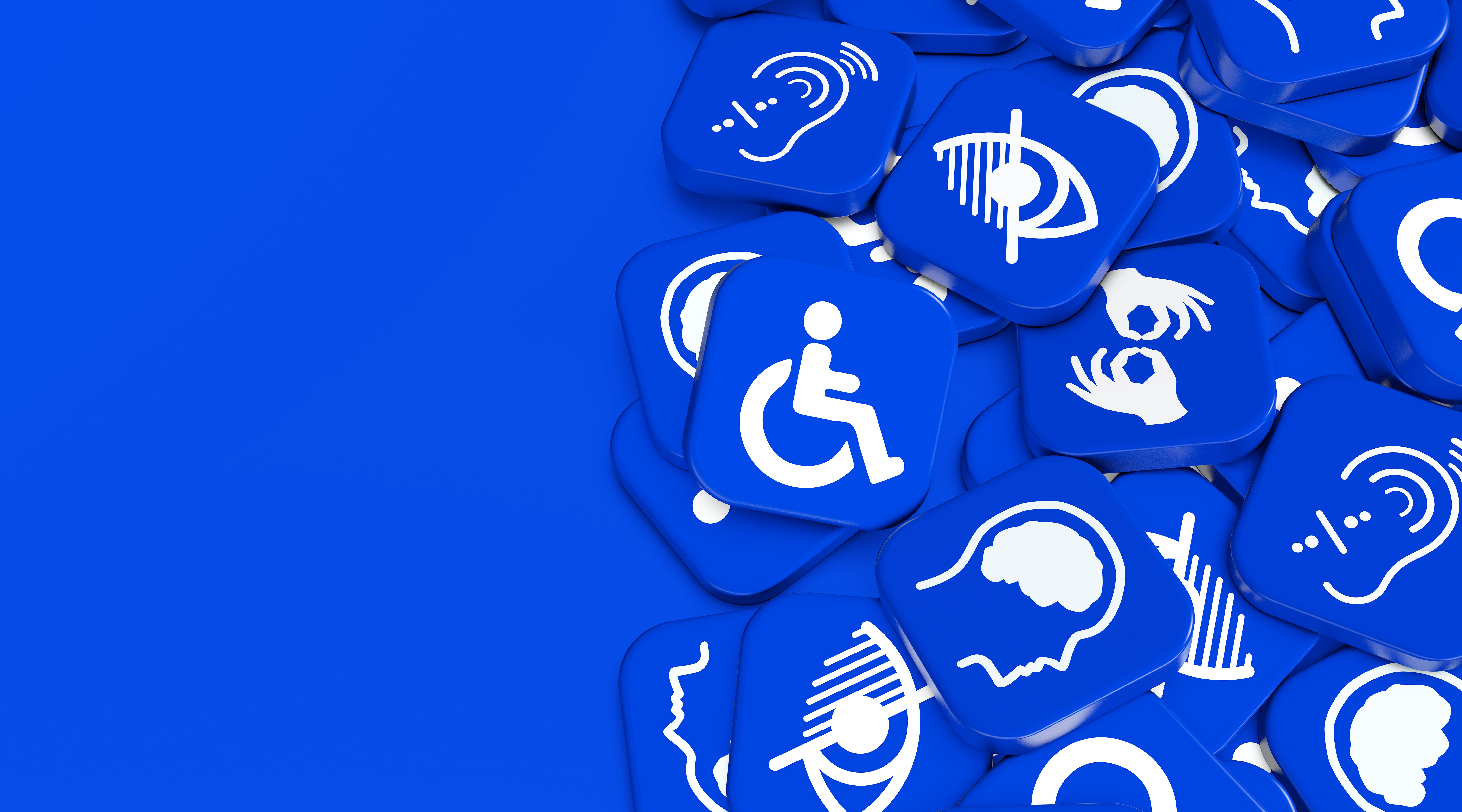 Accessibility Icons: A vibrant collection of accessibility icons scattered across a backdrop