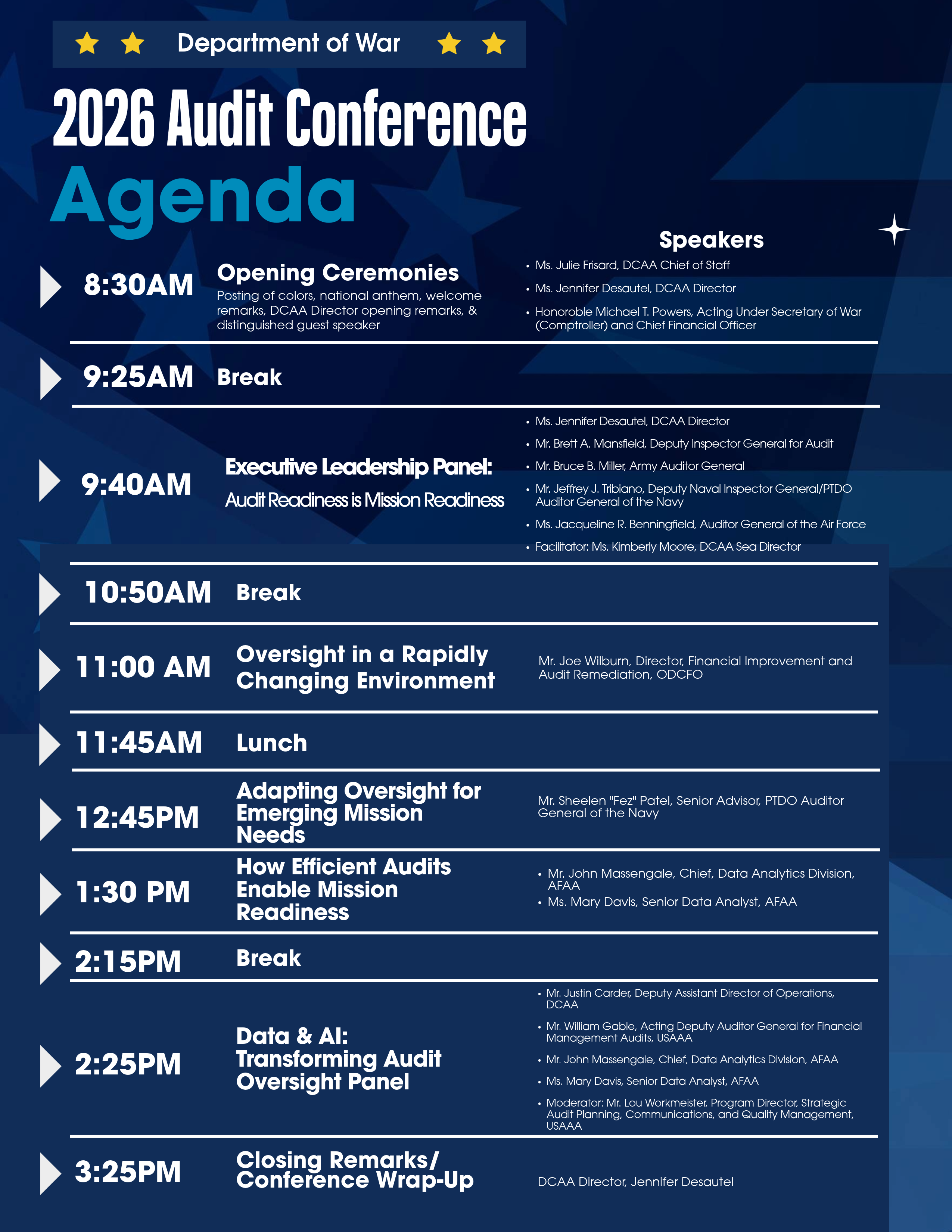 Conference agenda for Audit Conference Conference agenda for Audit Conference
