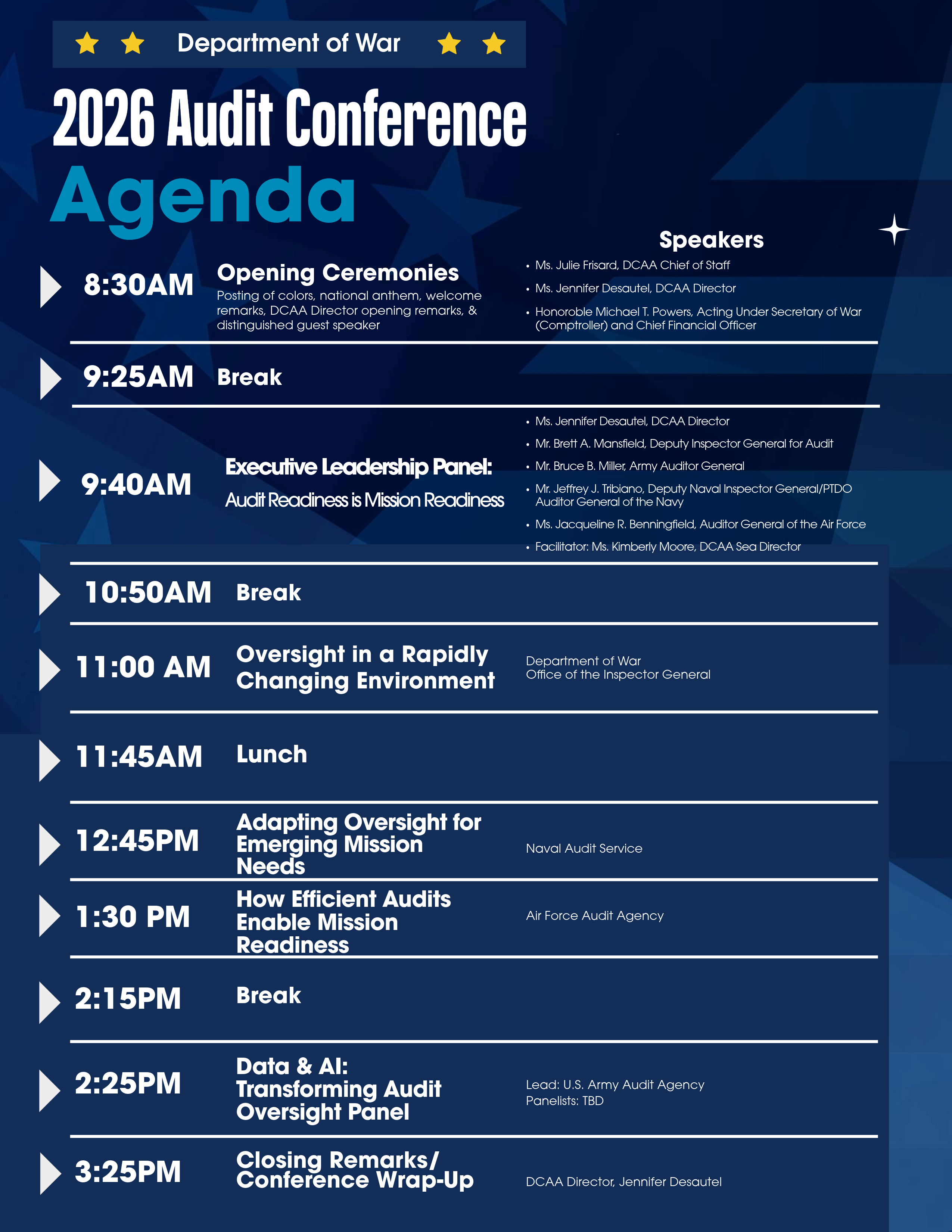 Conference agenda for Audit Conference Conference agenda for Audit Conference